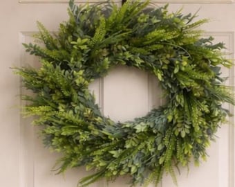 Greenery wreath for everyday front door decor or new home gift