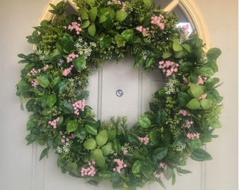 front door wreath, greenery wreath, all seasons wreath, new home gift, gift for her, spring summer wreath, everyday wreath, farmhouse decor