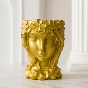 Face planter, greek goddess planter, succulent concrete planter, new home gift, gift for coworker, plant lover gift, small planter, unique