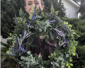 front door wreath, greenery wreath, all seasons wreath, new home gift, gift for her, spring summer wreath, everyday wreath, farmhouse decor