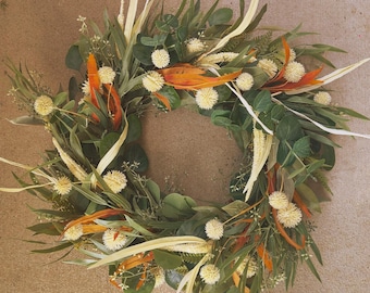 Fall Wreath | 23” Wild Faux Leaf Front Door Wreath | Farmhouse Year-Round Decor | Handmade Eucalyptus & Fern Wreath | Boho Porch