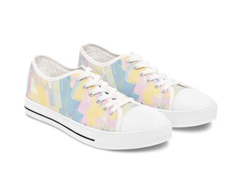 Pastel Watercolor Sneakers Women | Abstract Spring Low Top Canvas Shoes