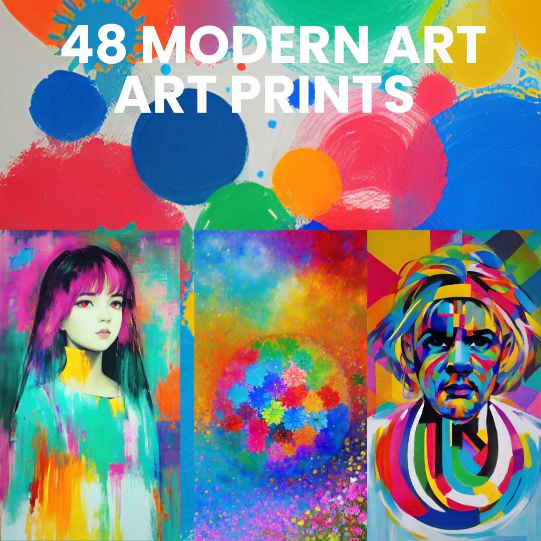 48枚の現代アート絵画プリント（再販権付き） - Etsy 日本