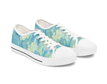 Aqua aquarel bloemen damessneakers
