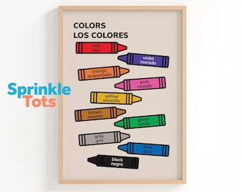 Bilingual Spanish English Colors Poster: Educational Nursery & Classroom Art (Digital Download)