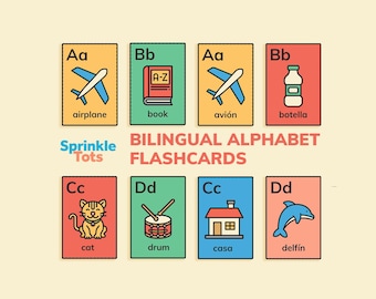 Bilingual ABC Flashcards: English & Spanish Alphabet Learning (PDF Set)