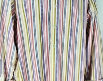 Robert Graham Rainbow Striped Long Sleeve Shirt Men's Size XL