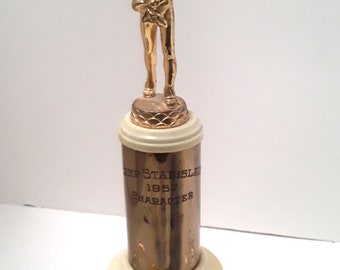 Vintage  1957 Celluloid & Brass CHARACTER TROPHY Camp Stanislaus: Dodge Inc. Trophies