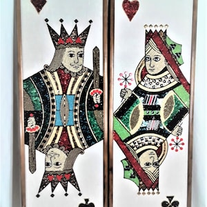 Mid Century King and Queen 1960s Gravel Art Wall Hangings Wall Picture Set/ 36"T EXC. COND.