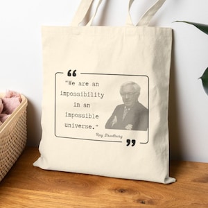 Ray Bradbury Quotes Tote Bag - Vintage Literary Cotton Bag with Fahrenheit 451 Sayings - Author Inspired Tote - Sci-Fi Book Lover Gift