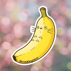 Sticker banane Totoro - sticker vinyle mat imperméable - inspiré du Studio Ghibli