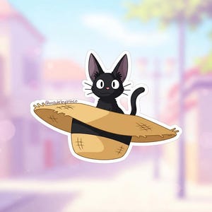 Jiji Aufkleber - Kiki's Lieferservice - Ghibli Katze mit Hut - Wasserfestes Vinyl