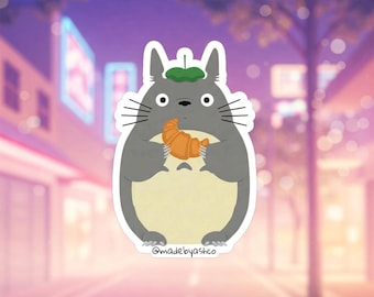 Totoro Croissant Sticker | Studio Ghibli | Anime Foodie | Waterproof Vinyl Decal | Laptop Sticker | Cute Kawaii Art
