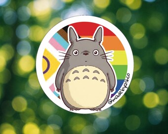 Totoro Pride Sticker | Studio Ghibli LGBTQ+ Decal | Waterproof Vinyl - 2.5" | Laptop Water Bottle Sticker