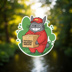 Totoro&#39;s Delivery Service Sticker | Cute Ghibli Anime Decal | Waterproof Matte Vinyl | Laptop, Water Bottle, Gift
