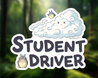 Totoro Student Driver Sticker | Waterproof Car Decal | Studio Ghibli Anime | Vinyl Sticker for New Drivers