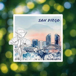 San Diego Kalifornien Aufkleber | Matt-Vinyl-Aufkleber | Stadtbild Kunst | Wasserfester Laptop Aufkleber | SD Pride Geschenk