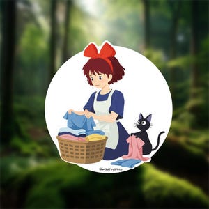 Kiki und Jiji Aufkleber | Kikis Lieferservice | Anime Aufkleber | Studio Ghibli | Wasserfester Vinyl-Aufkleber | Laptop Aufkleber | Nettes Geschenk