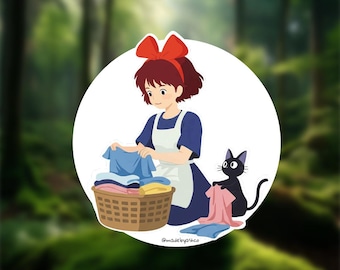 Kiki and Jiji Sticker | Kiki's Delivery Service | Anime Sticker | Studio Ghibli | Waterproof Vinyl Decal | Laptop Sticker | Cute Gift