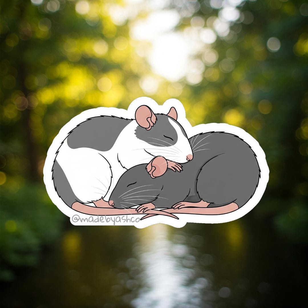 Preetty Rats Cute Cuddling Rats Sticker | Vinyl Decal | Waterproof Rat Lover Gift ...