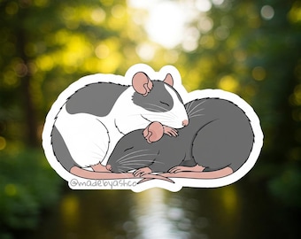 Cute Cuddling Rats Sticker | Vinyl Decal | Waterproof Rat Lover Gift | Pet Rat Art