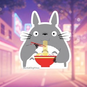Cute Totoro Ramen Vinyl Sticker - Waterproof Matte Anime Decal - Studio Ghibli Gift - Laptop, Water Bottle