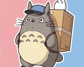 Cute Totoro Mail Carrier Delivery Sticker | Waterproof Vinyl Decal | Studio Ghibli Inspired Gift | Anime Aesthetic All-Purpose Sticker