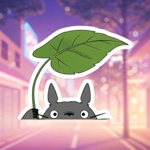 Studio Ghibli Totoro Leaf Peeker Waterproof Sticker | Anime Car Decal | Vinyl Decal | Cute Gift for Anime Fans | Laptop, Water Bottle