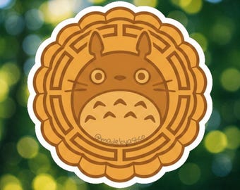 Totoro Mooncake Sticker | Waterproof Vinyl Decal | Studio Ghibli Inspired | Cute Anime Aesthetic Sticker | 2.5"