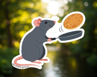 Cute Rat Chef Pancake Sticker - All-Purpose Vinyl Decal - Waterproof Gift