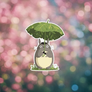 Totoro Umbrella Sticker | Studio Ghibli Vinyl Decal | Cute Anime Waterproof | Laptop Skateboard Car Stickers | Totoro Gift