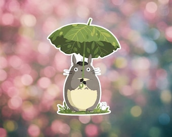 Totoro Umbrella Sticker | Studio Ghibli Vinyl Decal | Cute Anime Waterproof | Laptop Skateboard Car Stickers | Totoro Gift