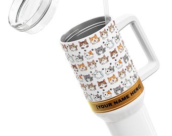 Personlig kattälskare-mugg: 113 cl isolerad resemugg i rostfritt stål