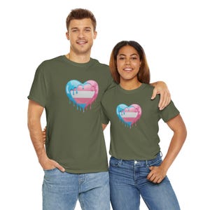 Transgender Flag Heart Shirt - Cute LGBT Pride Heart Tee - Transgender Love Symbol - Inclusive Trans Gift - Inspirational LGBTQ+ T-Shirt
