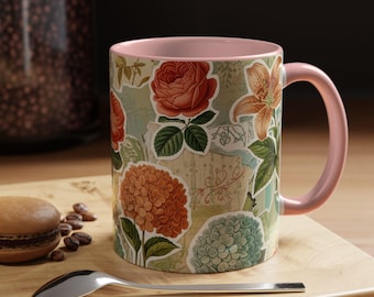 Vintage Floral Coffee Mug: Retro Flower Design Ceramic Tea Cup