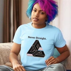Never Straight Trans Pride T-Shirt: LGBTQ+ Unisex Tee