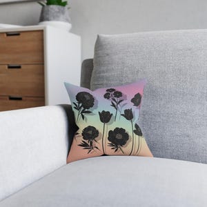 Square Rose Pillow Cover - Retro Floral Vintage Flower Throw - Couch Cushion - 70s Pillow - Retro Home Decor, Square Pillowcase,