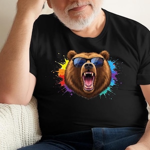 Growling Pride Bears T-Shirt | Fierce LGBT Bear Pride Tee | LGBTQ+ Bear Community Shirt | Bold Gay Pride Graphic Tee for Men & Allies