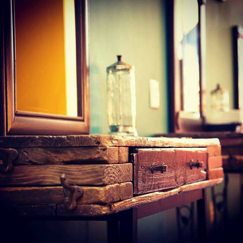 Rustic Bohemian Vanity TABLE Salon station Boho Repurpose Etsy