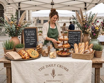 Custom Logo Table Runner, Small Business Tent Banner, Expo Sign, Market Display, Pop Up Shop Decor, Waterproof Polyester Canvas, HD Print