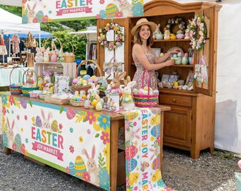 Custom Logo Tent Banner, Easter Market Booth Banner, Fabric Vendor Sign, Market Display, Waterproof Polyester Canvas, High Resolution Print