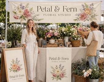 Custom Logo Table Runner, Tent Banner, Florist Market Booth Display, Flower Shop Vendor Sign, Farmers Market Branding