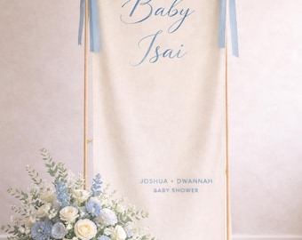 Custom Baby Shower Sign, Fabric Baby Shower Welcome Sign, Hello Baby Backdrop, Neutral Baby Shower Decorations,Oh Baby Welcome Sign