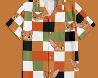 Zootopia Finnick Hawaiian Button Up Shirt, Disney Zootopia Hawaiian Shirt, Disney Button Down Shirt, Zootopia Disney Trip Shirt Gift