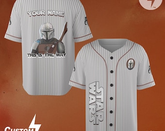 Aangepaste honkbaljersey Mandalorian Star Wars, Disney Star Wars-shirt, Star Wars Mandalorian-shirt, cadeau Star Wars-shirt, kerstcadeau.