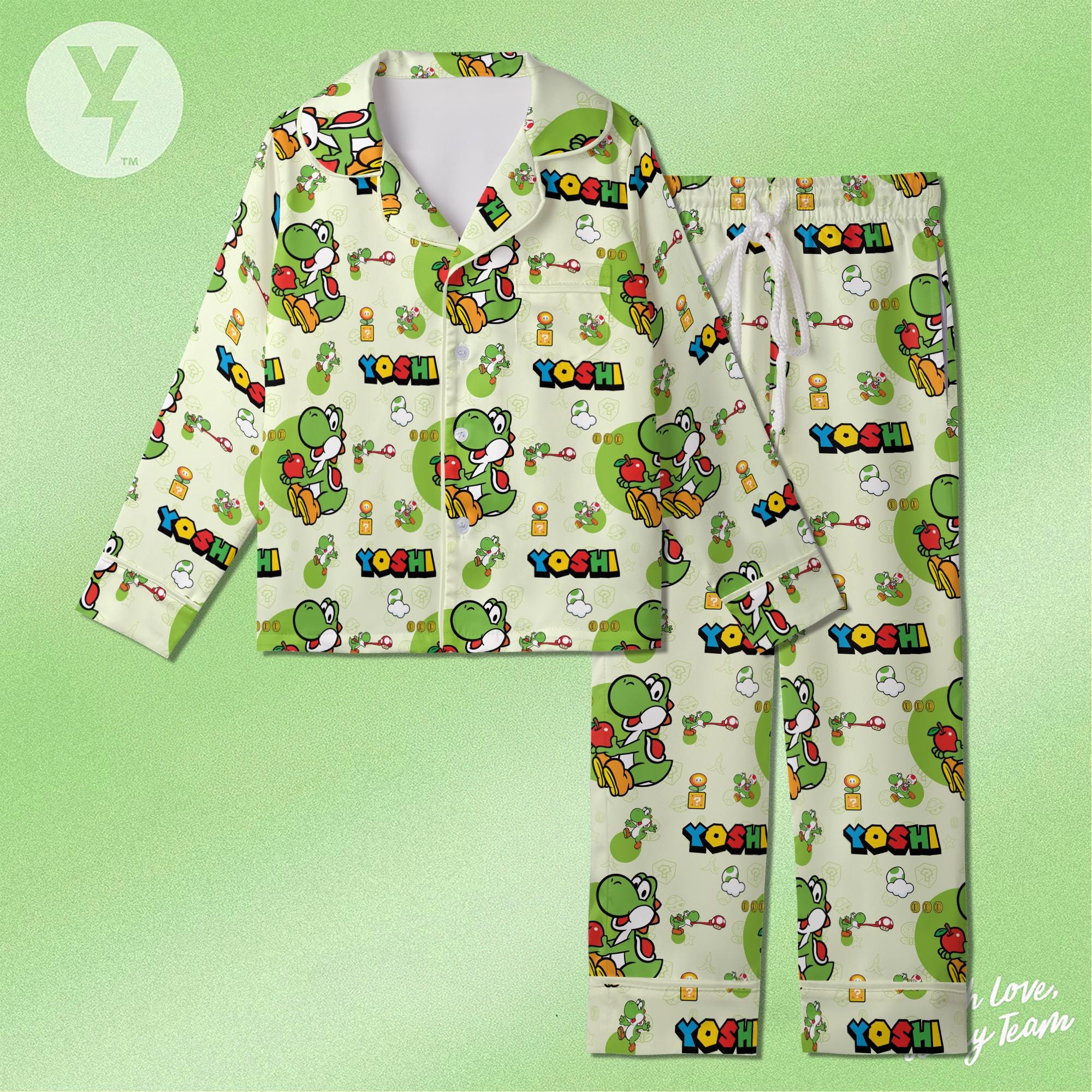 Yoshi Super Mario Pajamas Set, Nintendo Super Mario Sleepwear