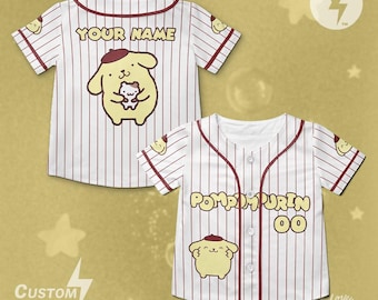 Custom Yellow Dog Baseball Jersey, Cute Golden Retriever Dog Family Trip Shirt, Birthday Gift For Anime Lovers, Kawaii Dog Pinstripe Jersey.