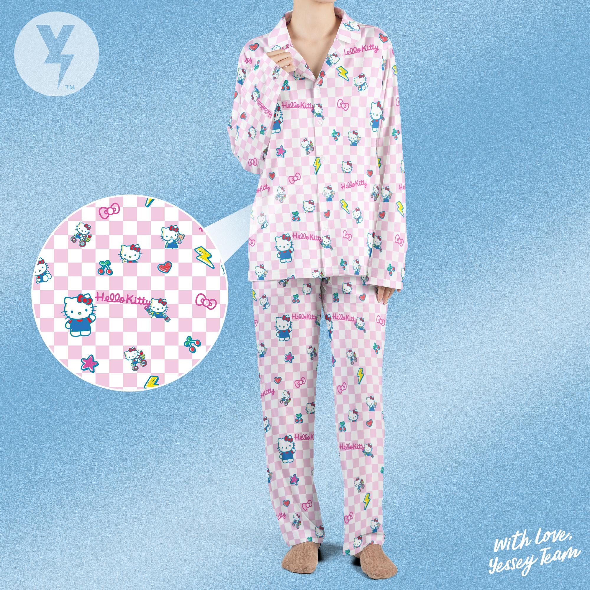 Discover Hello Little Girl Kitten Pajamas Set, Japan Kawaii Sleepwear, Family Matching Pajama Shirt