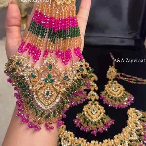 Nauratan bridal set/ multicolor necklace set/ Nauratan jewelry/ Pakistani Jewelry/ Bridal wear/ Indian jewelry