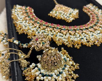 Gold Plated Kundan Bridal Jewelry Set